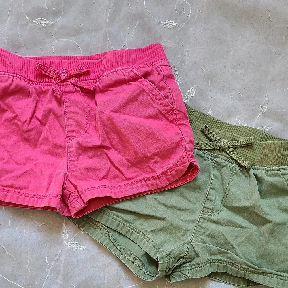 The Children's Place Khaki Shorts Pink & Green Pair for Girls